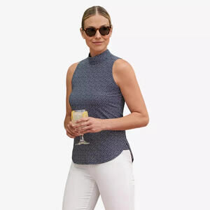 NEW PETER MILLAR Scottie Popcorn Women's SMALL Mock Neck Sleeveless Top NWT